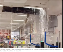 暴风雨横扫昆士兰！一购物中心Kmart天花板严重坍