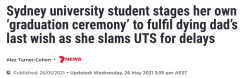 悉尼女孩自己为自己举办大学 “毕业典礼”，背