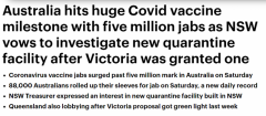 澳洲迎新“抗疫”里程碑！新冠疫苗接种率创纪