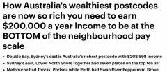 澳洲十大富人区公布！年入$20万都达不到平均水