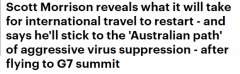 莫里森：澳洲防疫政策不变，重开国境需满足这