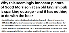 莫里森晒在英国酒吧合照遭大批澳人怒骂！“澳