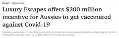 打了疫苗的澳洲人，快来领$200的豪华旅行代金券
