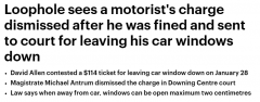 停车未关窗被罚114刀，悉尼一律师上诉后竟被神