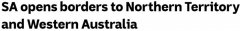 南澳宣布对西澳和北领地开放边境，即刻生效！