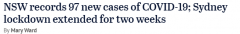 新州新增97例社区传播，大悉尼“封城令”至少延