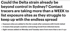 Delta毒株恐已失控！悉尼确诊者光顾13天后，才被