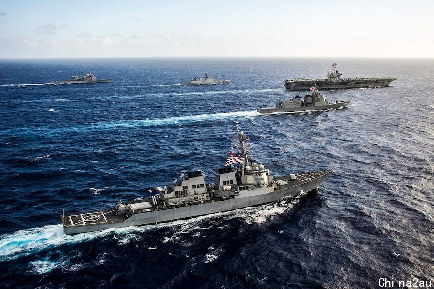 澳大利亚、美国和日本的军舰已在整个南中国海进行了几次联合军演。