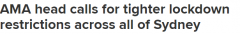 AMA呼吁大悉尼统一“封锁令”！户外要强制戴口