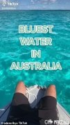 他晒出澳大利亚最蓝的海，像蓝宝石一样璀璨，
