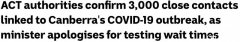 堪培拉确认3000名密接者，检测需求激增导致等待
