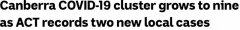 堪培拉新增2例社传，活跃病例达9例！卫生厅更新