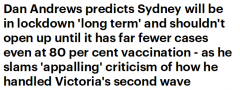 维州州长预测悉尼将“长期”封锁：未控制住病
