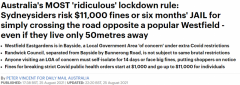 跨过这条街重罚$11000，恐监禁6个月！悉尼防疫令
