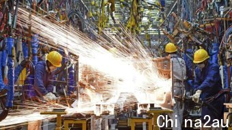 Sparks fly at the Nissan car plant in Zhengzhou, Henan province, China.