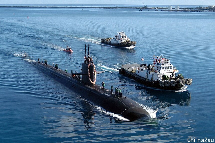 A US nuclear submarine in the water