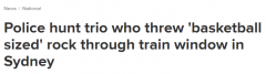 惊险！悉尼三男子向行驶的火车投掷“篮球大小