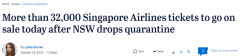好消息！新加坡航空增加往返悉尼班机，超3.2万