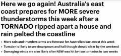 超强雷暴即将席卷澳洲东海岸！新州恐再迎龙卷