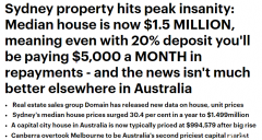 每日涨$957！悉尼房价一年涨30.4%，中位价飙至近