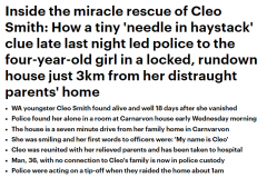 回家了！西澳女孩失踪18天后获救，仅离家7分钟