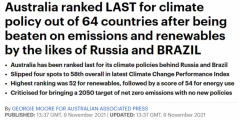 【争议】全球气候变化表现指数出炉！澳排名跌
