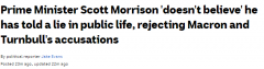 莫里森回应“撒谎精”指责：任职期间没撒谎，