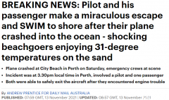 澳洲飞机突遇发动机故障，迫降热门海滩！飞行