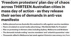 本周六，抗议者计划在澳洲13地游行示威！反对强