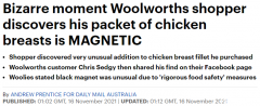 买一送一？澳洲最常见的盒装鸡胸肉内惊现磁铁