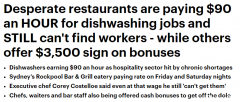 澳洲餐饮业出现严重“用工荒”，$2000奖金不如