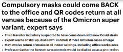 专家：Omicron毒株入侵澳洲，强制口罩令和扫码登