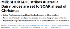 澳洲牛奶价格料暴涨！供需关系不平衡，乳制品