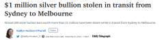 澳洲发生盗窃案，超$100万银条不翼而飞！警方展