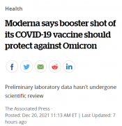官宣! 莫德纳第3针最高增加抗体83倍! 明年出Omi