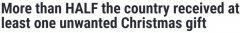 调查显示：53%澳人收到至少一件“不想要”的圣