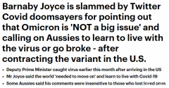 澳副总理：Omicron不是大问题，要学会与病毒共存