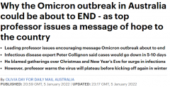 澳专家：Omicron疫潮或两周内结束，新增确诊将在