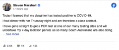 快讯：澳洲又一州长密接被隔离！女儿被确诊，