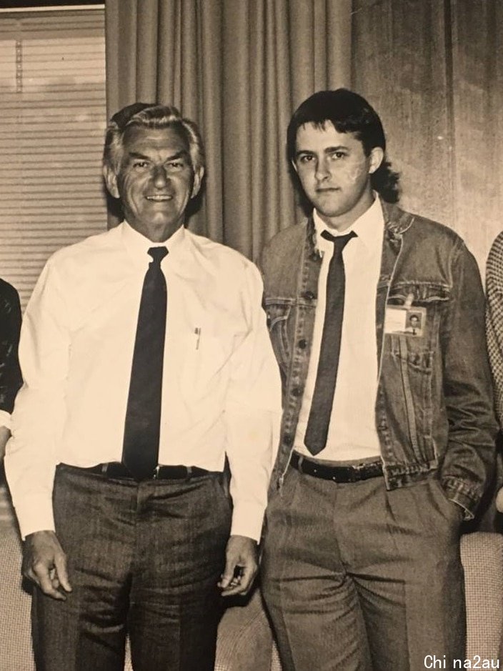 Anthony Albanese meeting with Prime Minister Bob Hawke in 1986