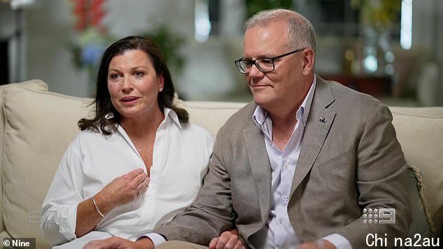 She says Nine's recent 60 Minutes special which focused on the PM's 2019 holiday in Hawaii at the height of the bushfire crisis was an overblown controversy (pictured Scott Morrison and wife Jenny on the show)