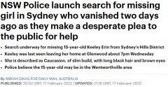 紧急寻人！悉尼15岁女童失踪近2日，常在Chatswo