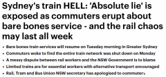 悉尼城铁停运致全城瘫痪，通勤延误恐持续一周