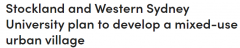 Stockland与西悉尼大学强强联手，拟开发Penrith校区