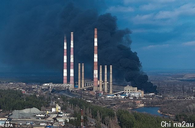 Even with Russia hit by sanctions, the countries being invaded would provide enough cash, fuel, and mineral deposits to replace anything lost by trade barriers to the West (pictured, smoke behind a Ukraine power plant)