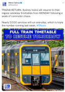 好消息！悉尼城铁下周一全面恢复正常运营，劳