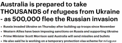 澳洲准备接收数千乌克兰难民，莫里森：正制定