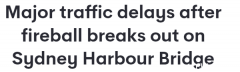 悉尼海港大桥多车相撞燃起大火！部分车道关闭