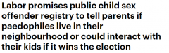 南澳工党承诺加大儿童性犯罪打击力度，性犯罪