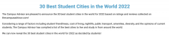 2022年全球最佳学生城市排行公布！墨尔本全球第